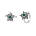 92.5 Silver Green Stone Toe Rings