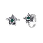92.5 Silver Green Stone Toe Rings
