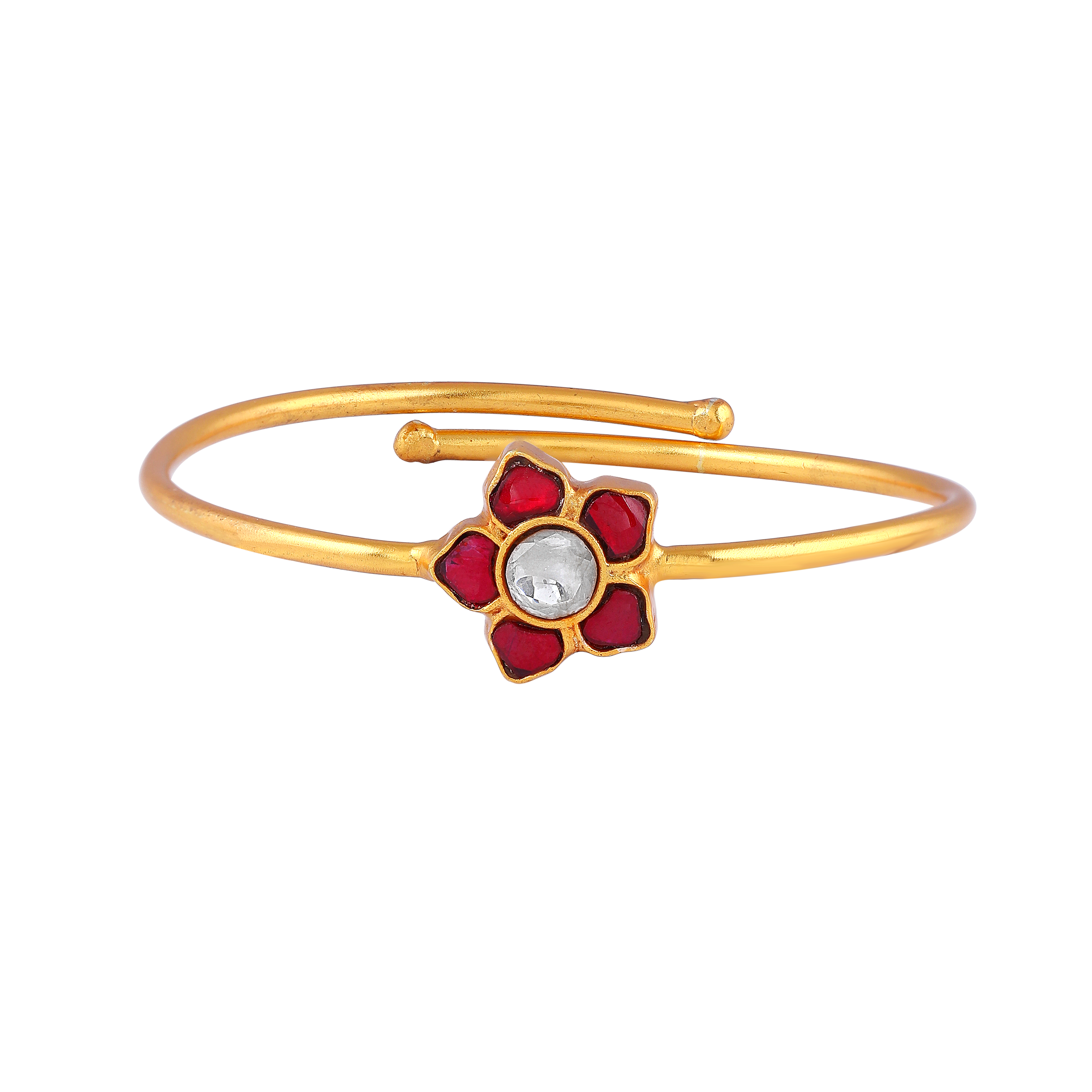 Floral Bypass Bracelet in Gold-Plated 92.5 Silver