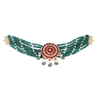 92.5 Silver Green Bead Choker