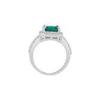 Green Cushion-Cut Halo Ring in 92.5 Silver