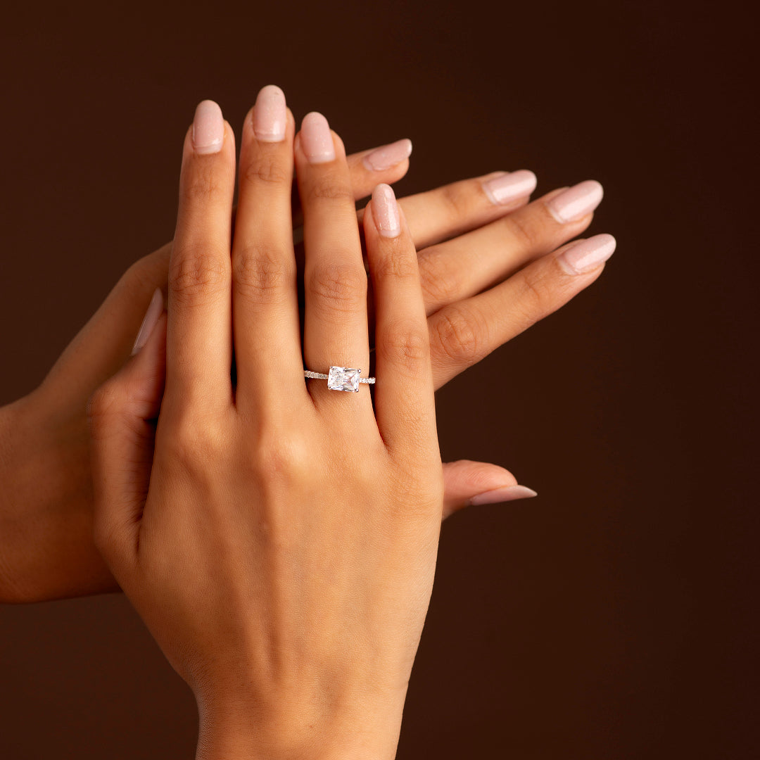 Modern Radiant Cut CZ Ring in 92.5 Silver