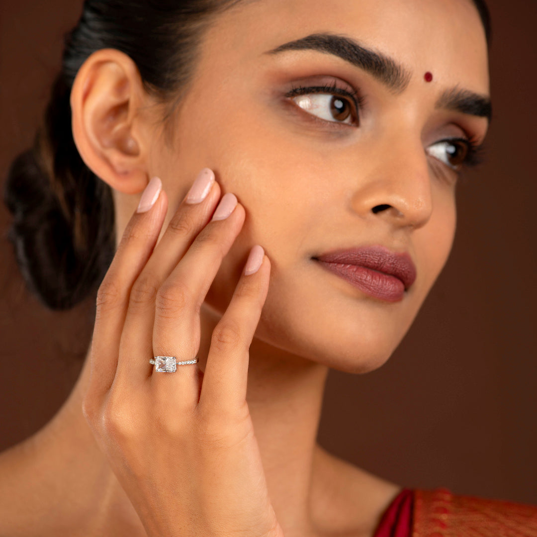 Modern Radiant Cut CZ Ring in 92.5 Silver