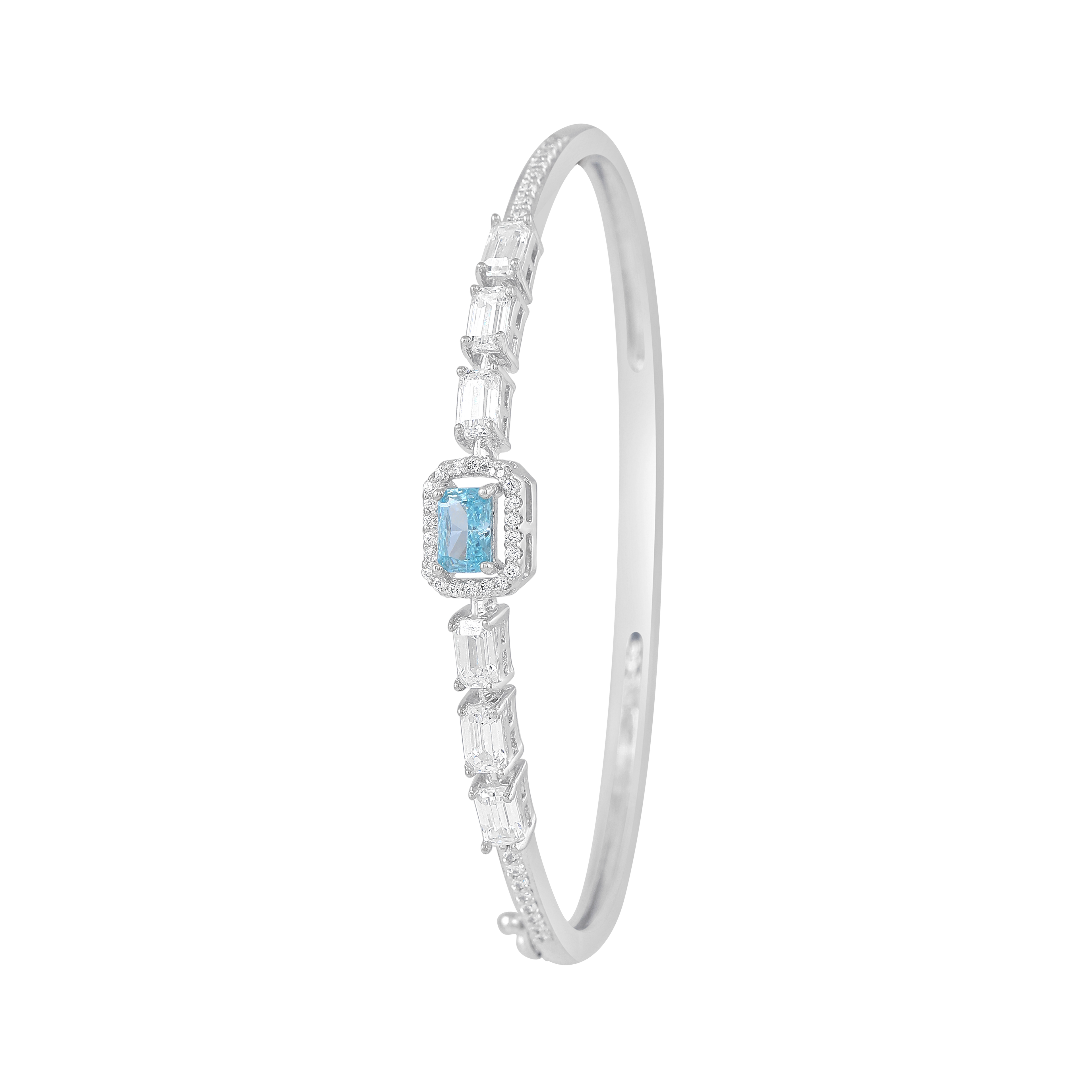 Arctic Blue Halo Statement Silver Bracelet