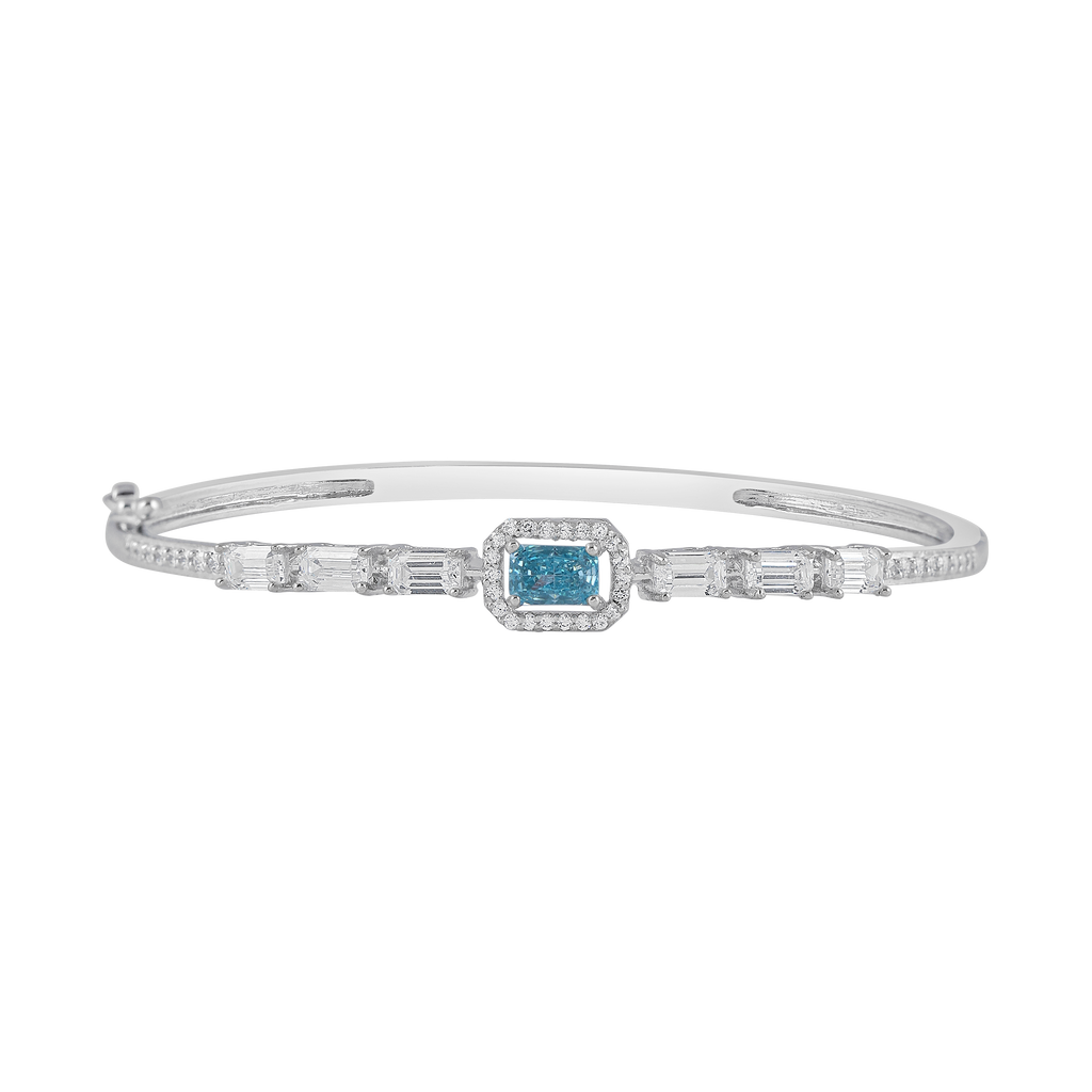 Arctic Blue Halo Statement Silver Bracelet