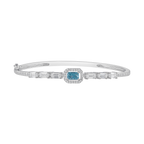 Arctic Blue Halo Statement Silver Bracelet