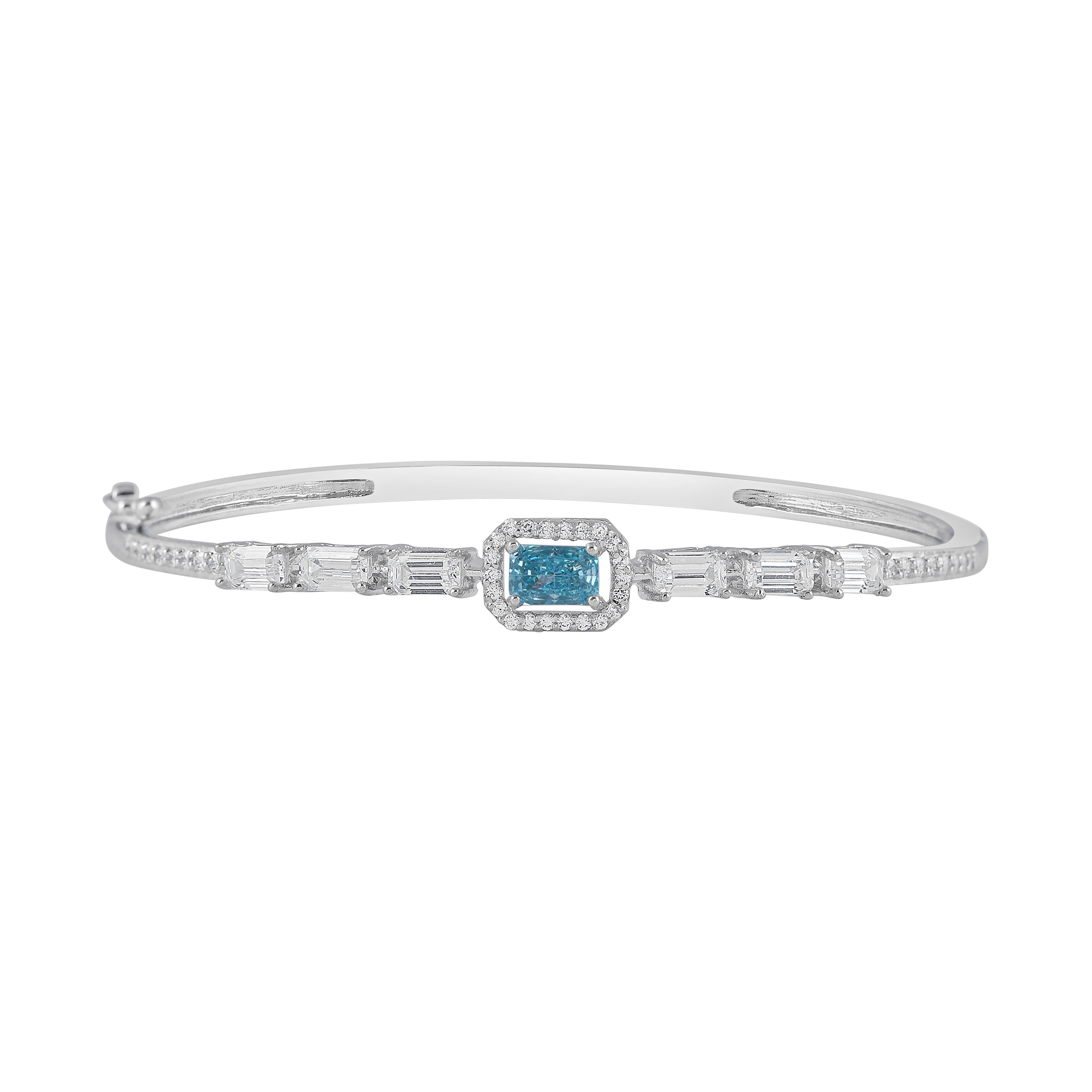 Arctic Blue Halo Statement Silver Bracelet