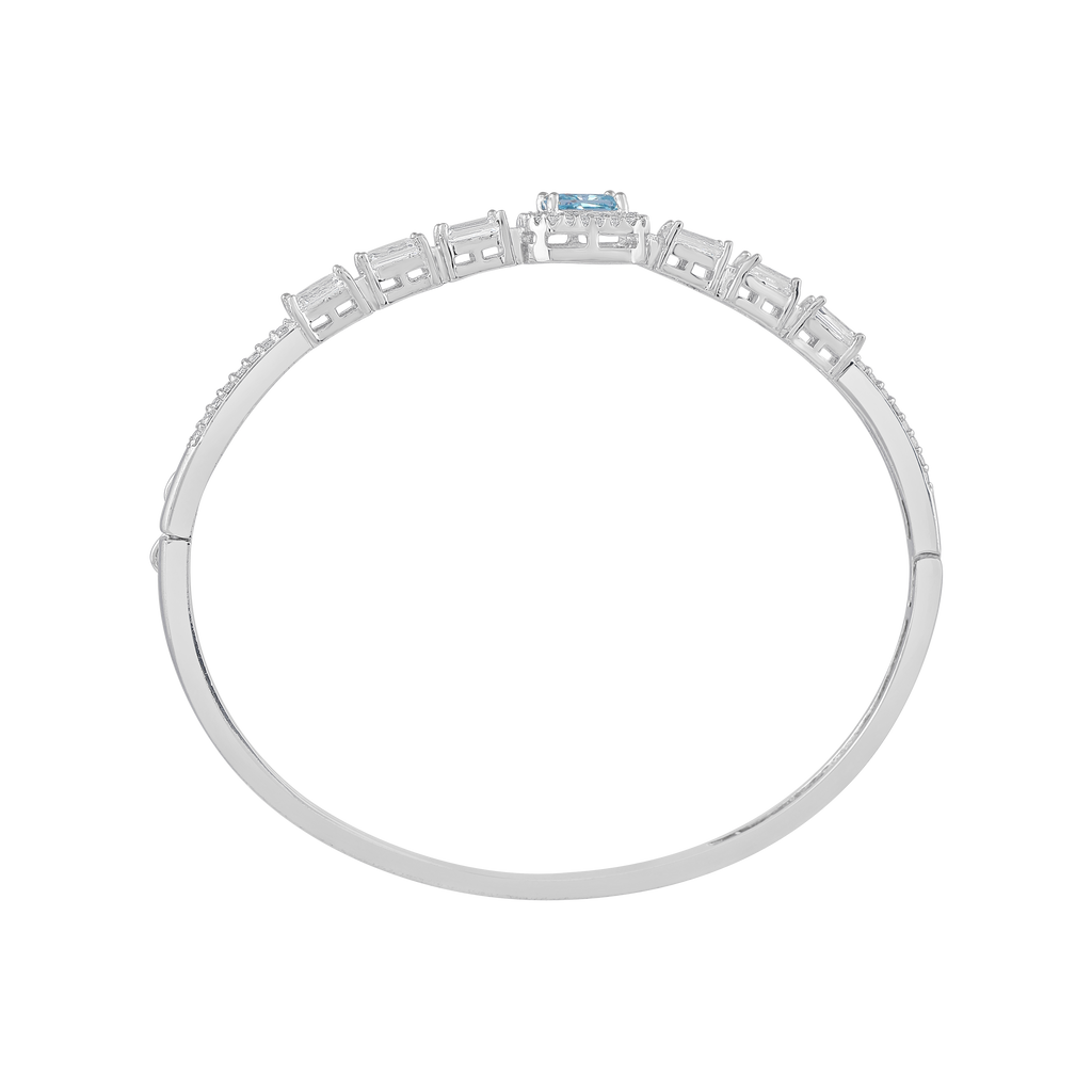 Arctic Blue Halo Statement Silver Bracelet