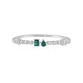 Modern Geometric Green Stone Silver Bracelet