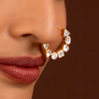 Silver Polki-Style CZ Nose Ring