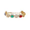 92.5 Silver Gold-Polished Floral Bracelet