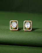 Silver Geometric CZ Halo Studs