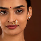 Silver Polki-Style CZ Nose Ring