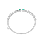 Modern Geometric Green Stone Silver Bracelet