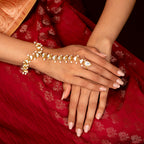 Silver Kundan Haath Phool with Delicate Pearl Accents
