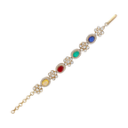 92.5 Silver Gold-Polished Floral Bracelet