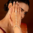 Silver Kundan Haath Phool with Delicate Pearl Accents