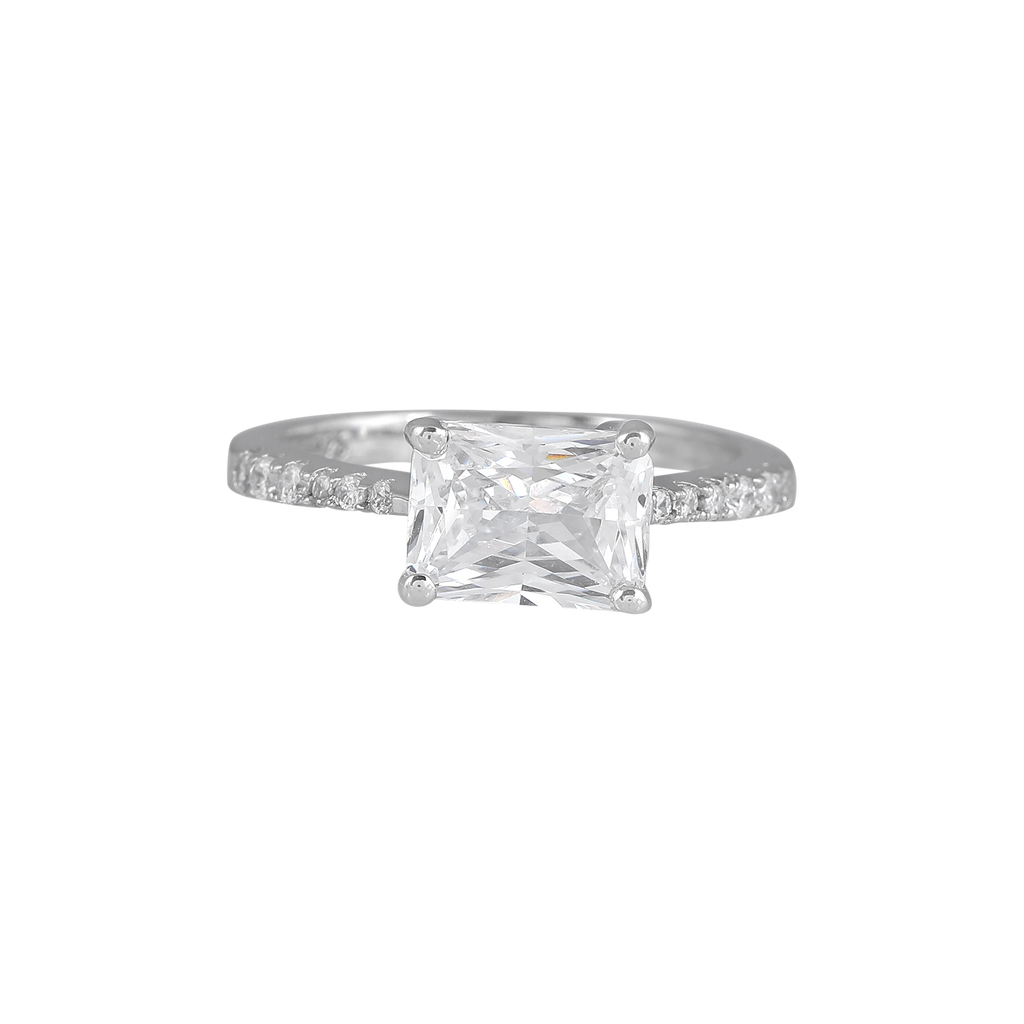 Modern Radiant Cut CZ Ring in 92.5 Silver