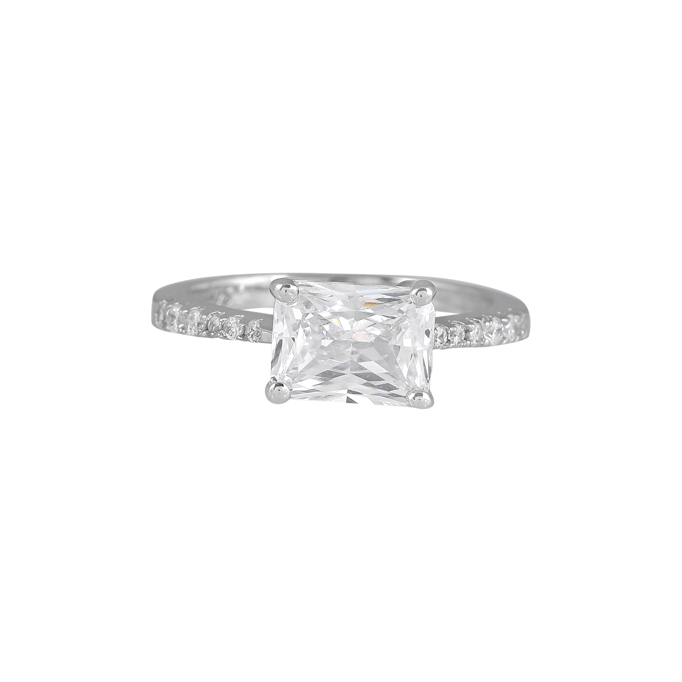 Modern Radiant Cut CZ Ring in 92.5 Silver