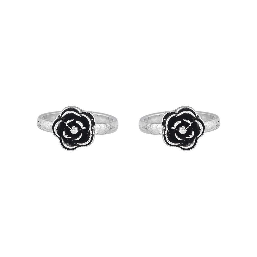 Pure 92.5 Silver Floral Toe Rings