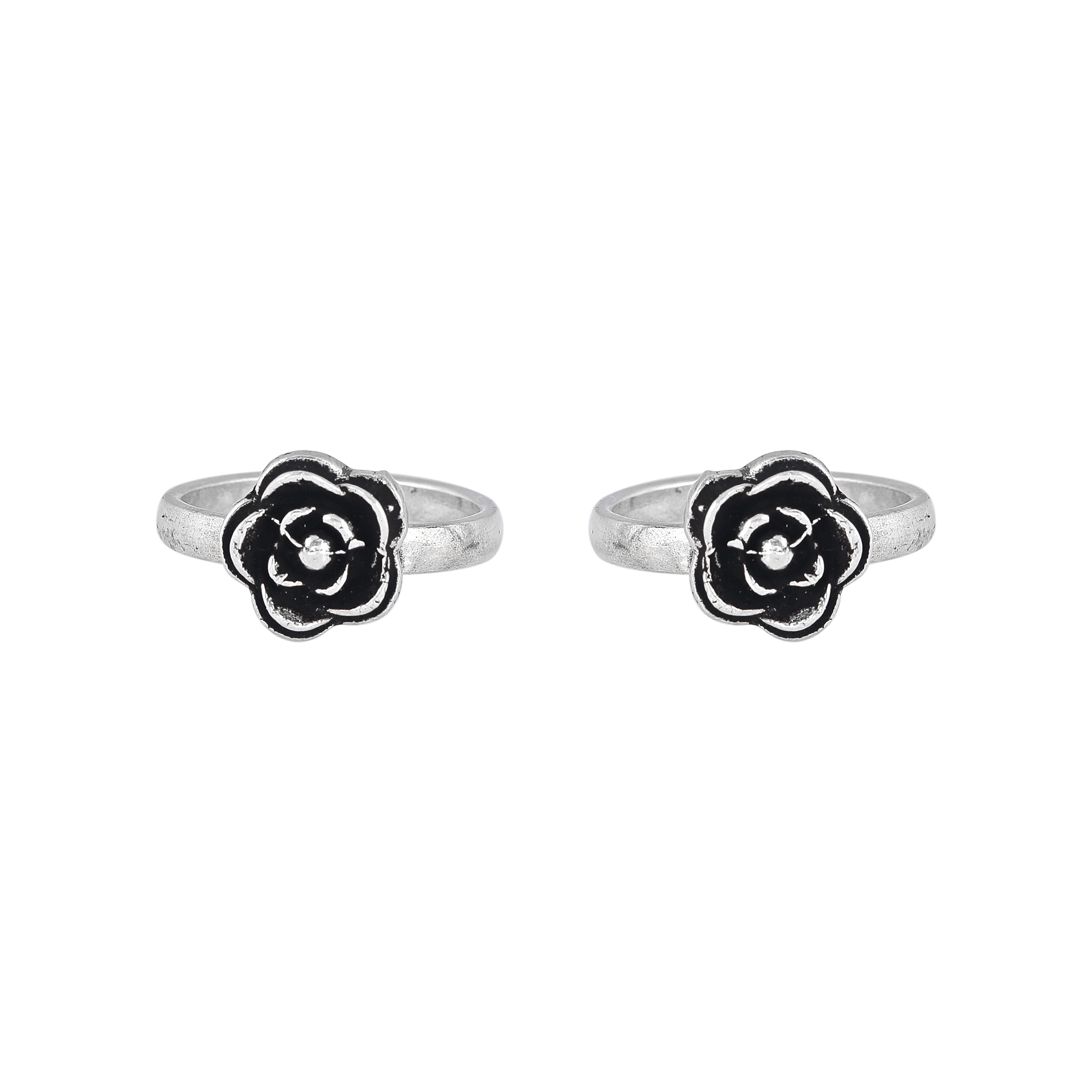 Pure 92.5 Silver Floral Toe Rings