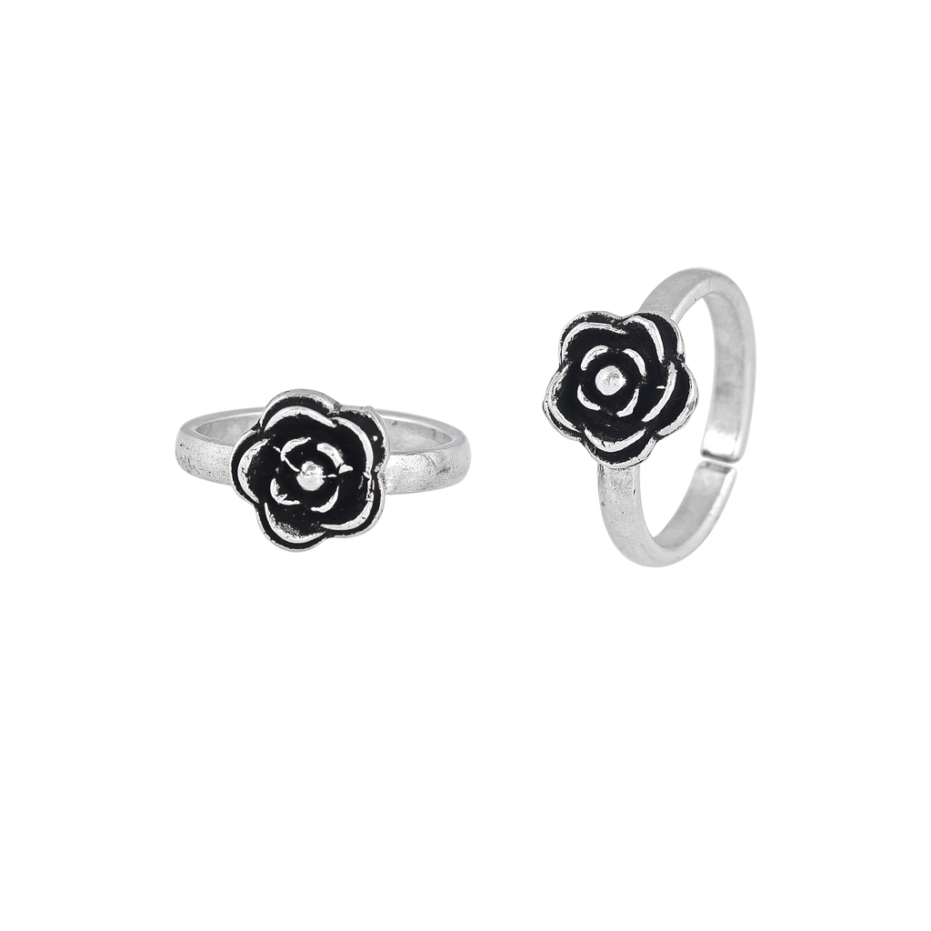 Pure 92.5 Silver Floral Toe Rings