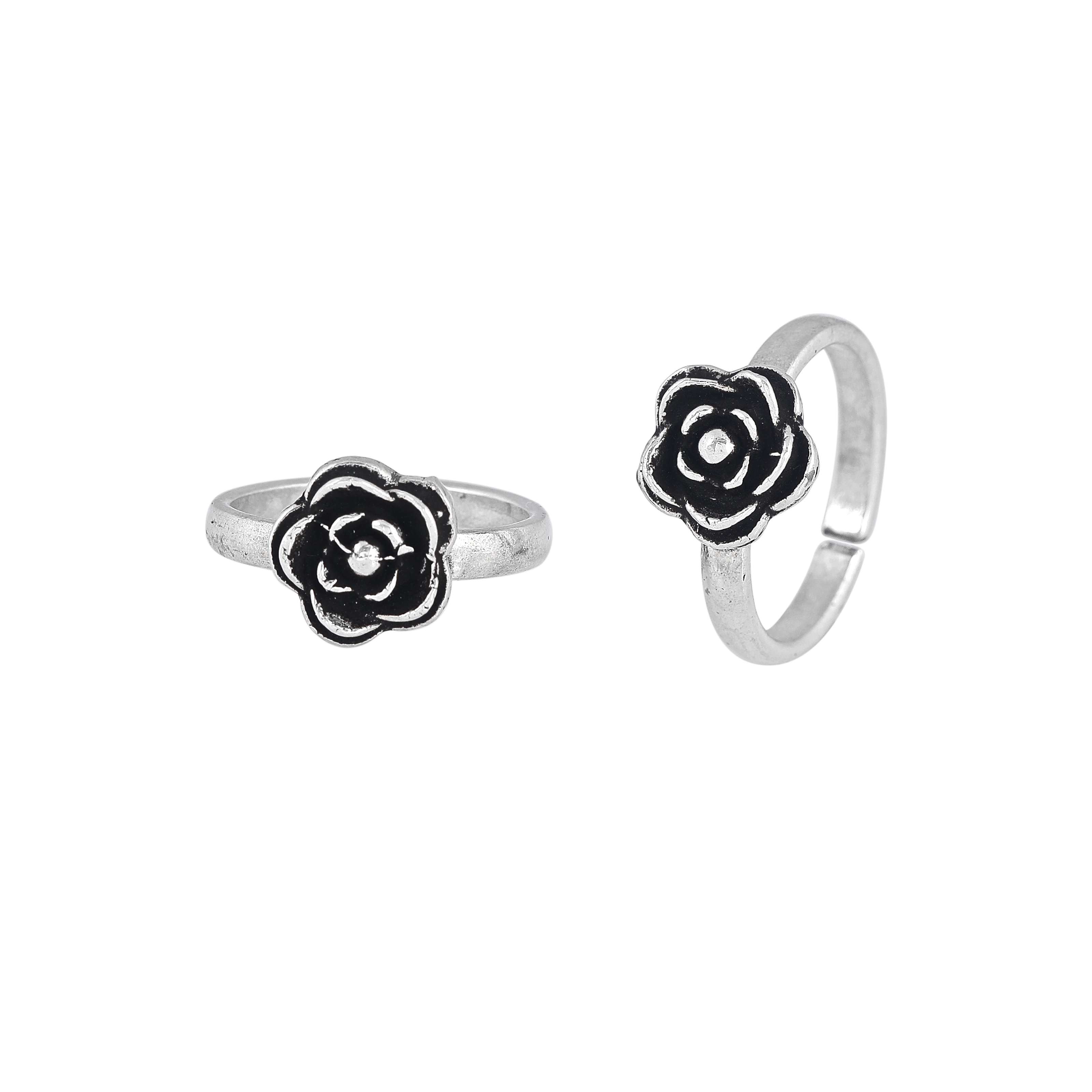Pure 92.5 Silver Floral Toe Rings