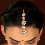 Polki Pattern Maang Tikka in 92.5 Pure Silver