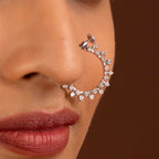 Stellar Halo CZ Adjustable Nose Ring in 92.5 Silver
