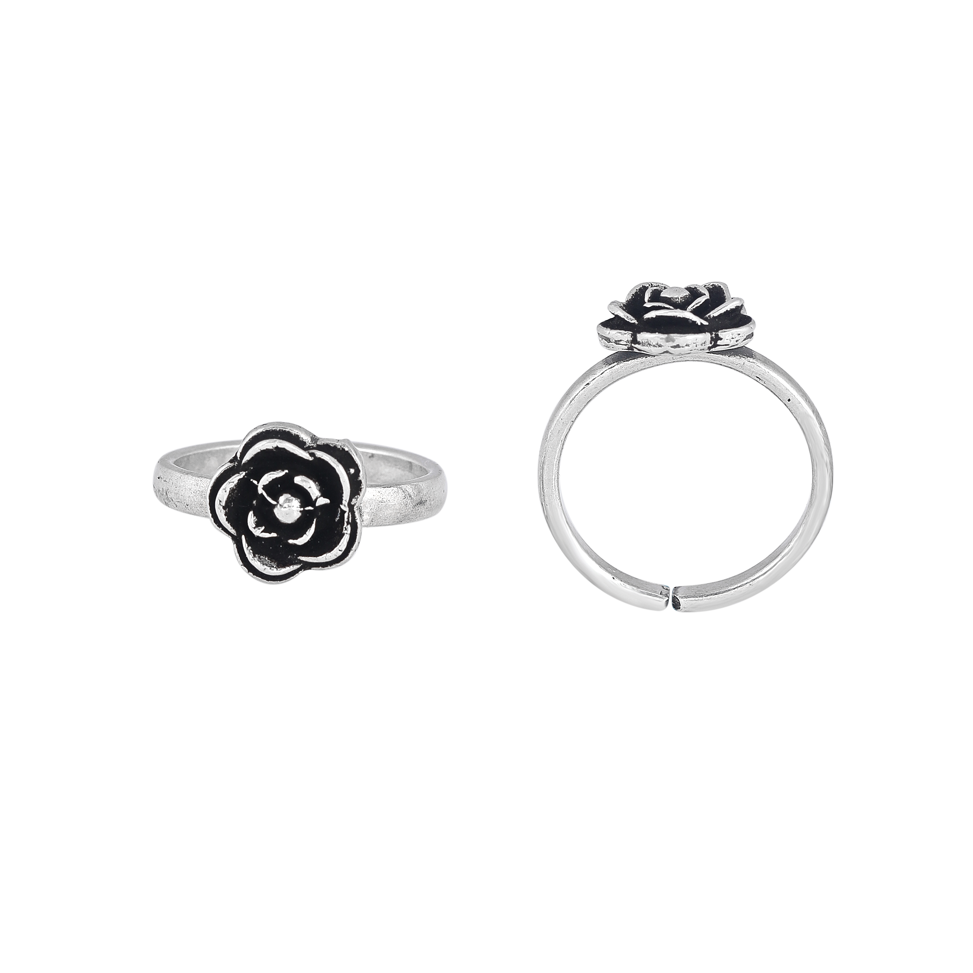 Pure 92.5 Silver Floral Toe Rings