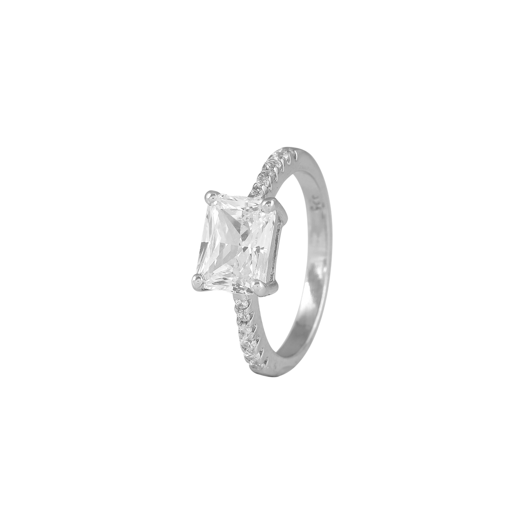 Modern Radiant Cut CZ Ring in 92.5 Silver