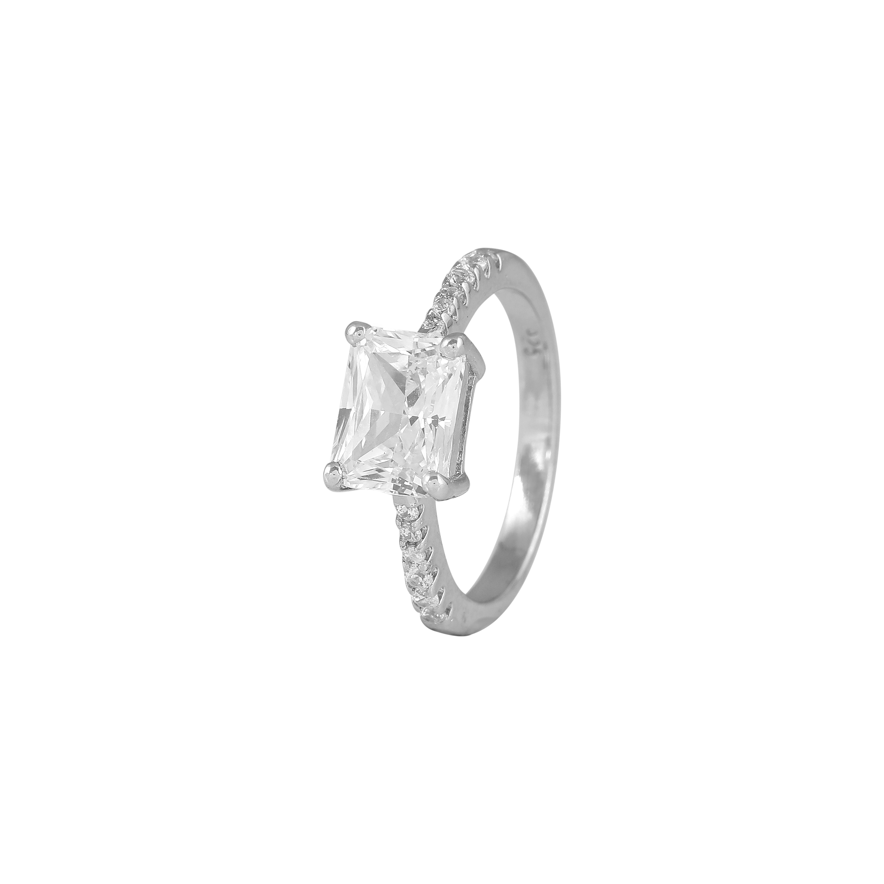 Modern Radiant Cut CZ Ring in 92.5 Silver