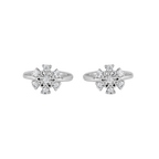 Silver Sparkling Floral Toe Rings