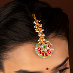 Floral Multi-Stone Maang Tikka in 92.5 Silver