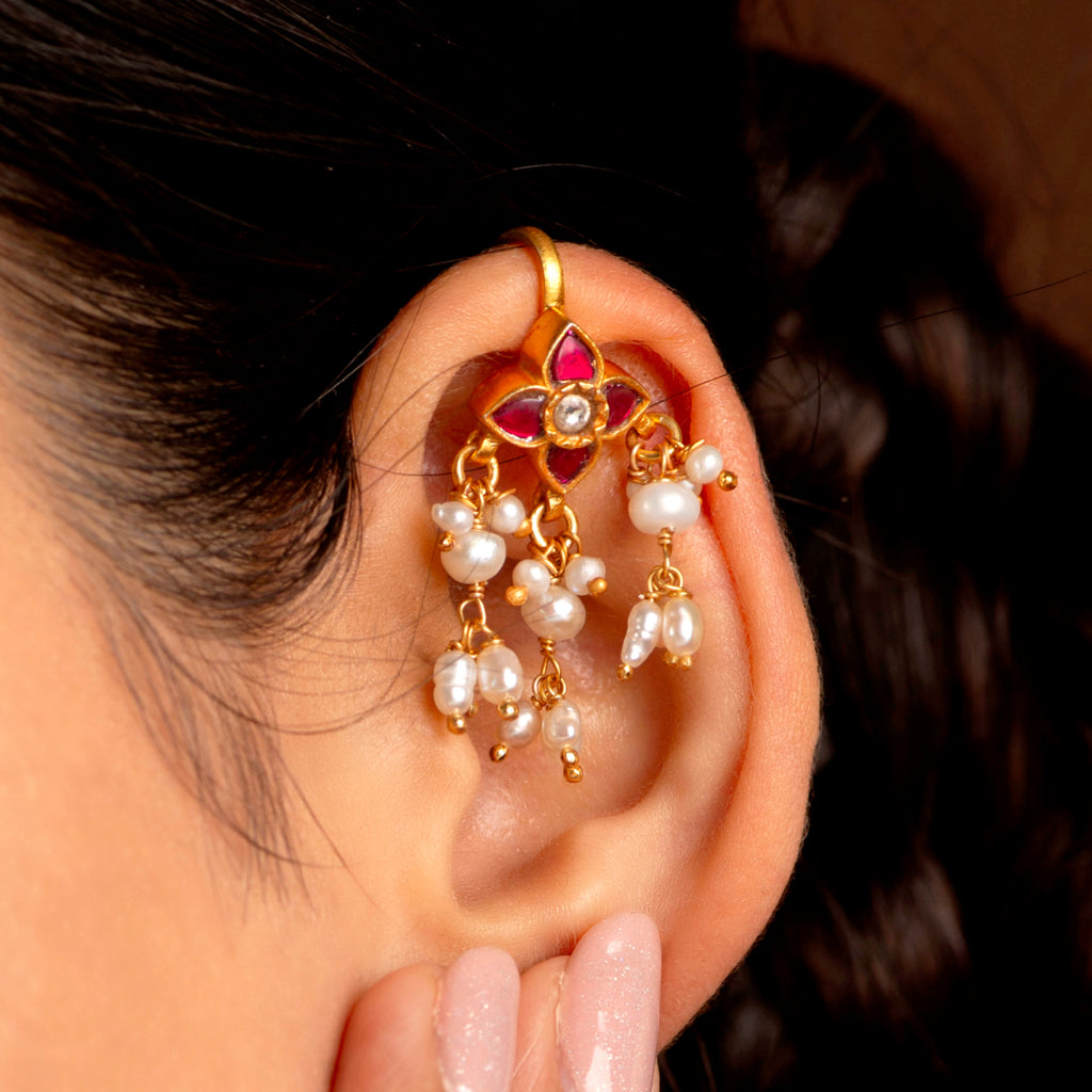 Silver Floral Bugadi Earrings