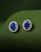 Royal Blue Sapphire-Inspired Silver Studs