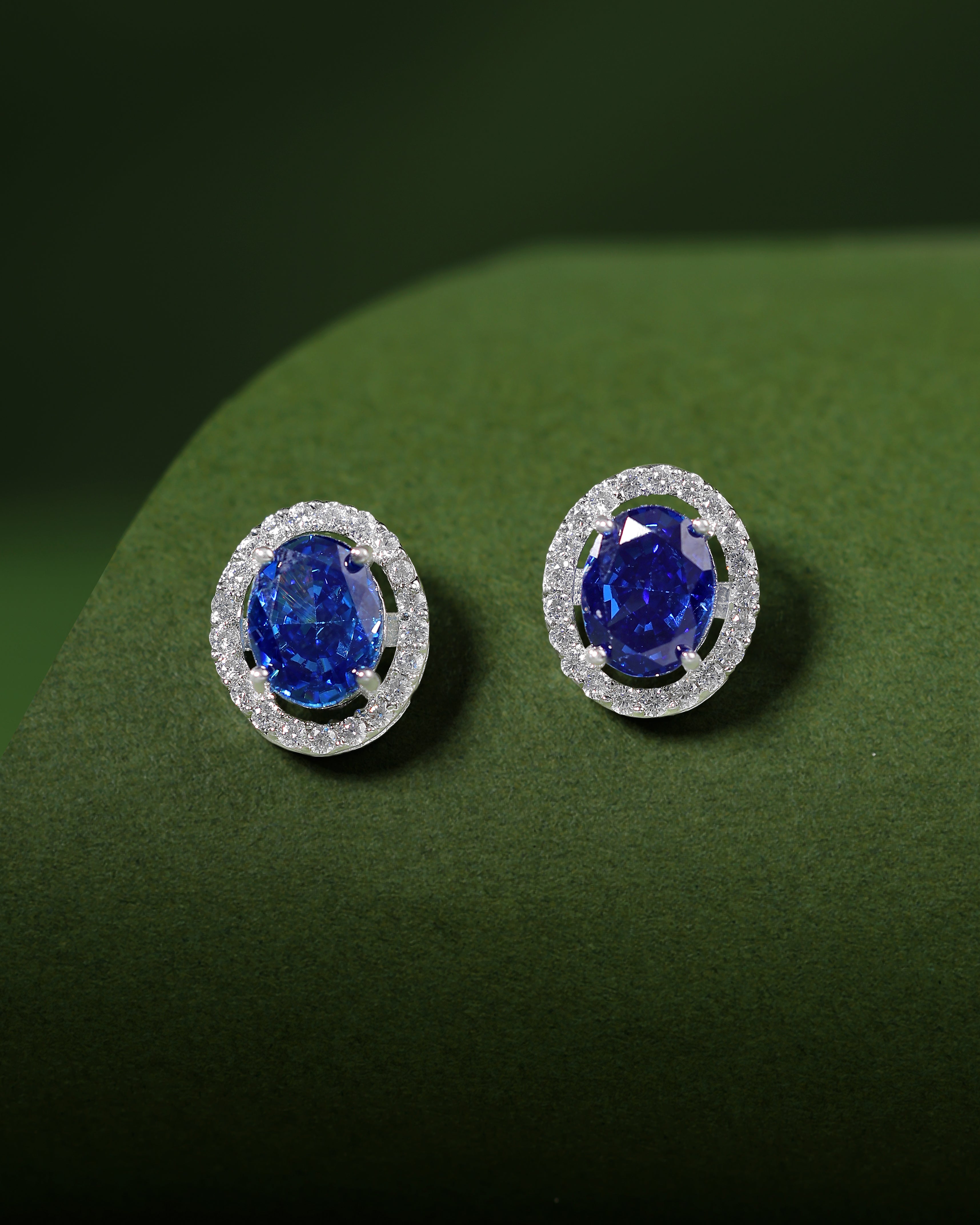 Royal Blue Sapphire-Inspired Silver Studs