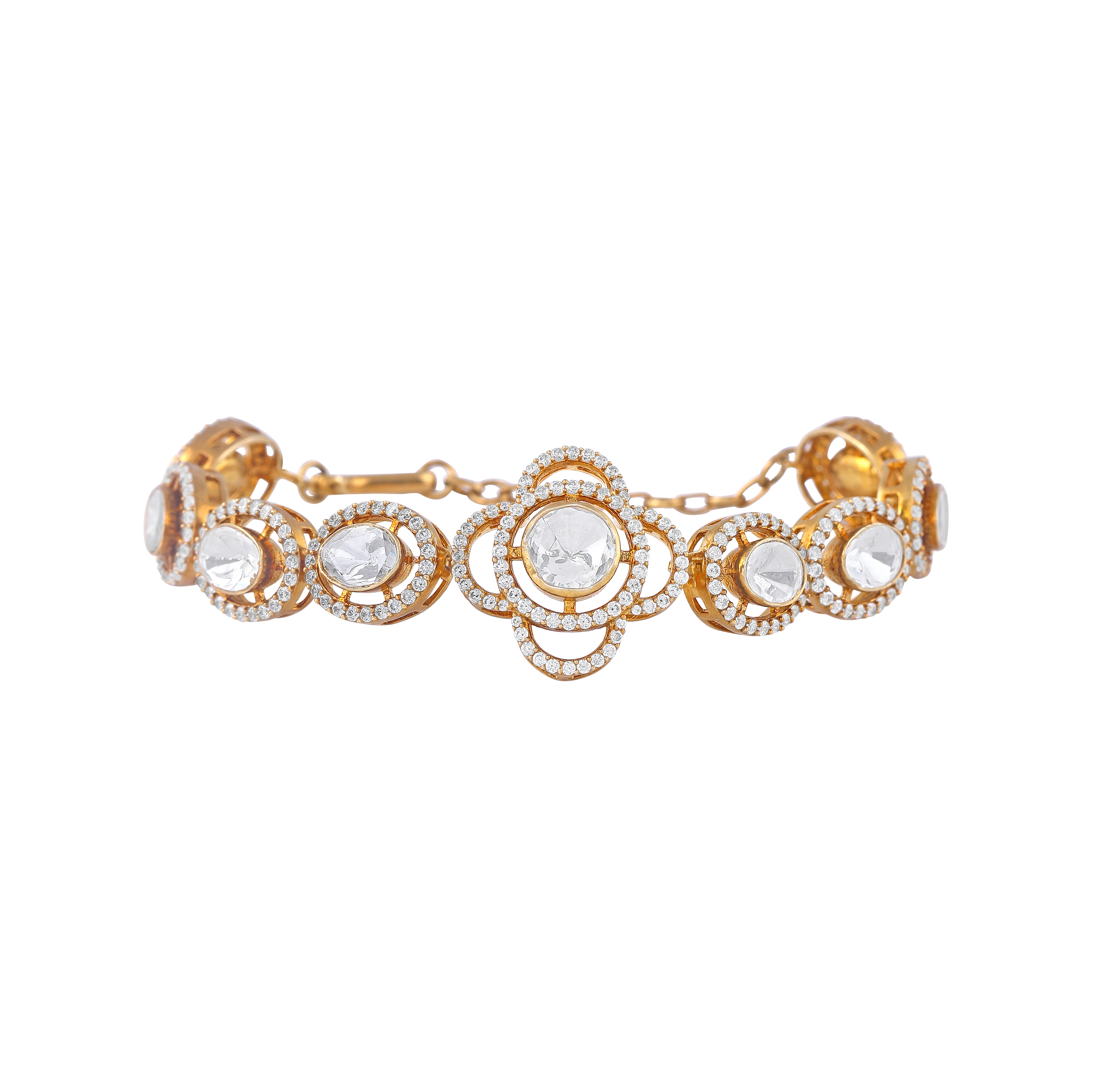 Vintage Polki-Style Floral Bracelet