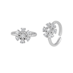 Silver Sparkling Floral Toe Rings