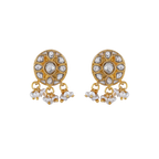 Silver Polki Style CZ Studs with Pearl Drops