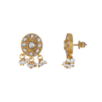 Silver Polki Style CZ Studs with Pearl Drops