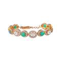 Gold Plated Silver Polki Pattern Bracelet with Green Stone