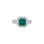 Green Cushion-Cut Halo Ring in 92.5 Silver