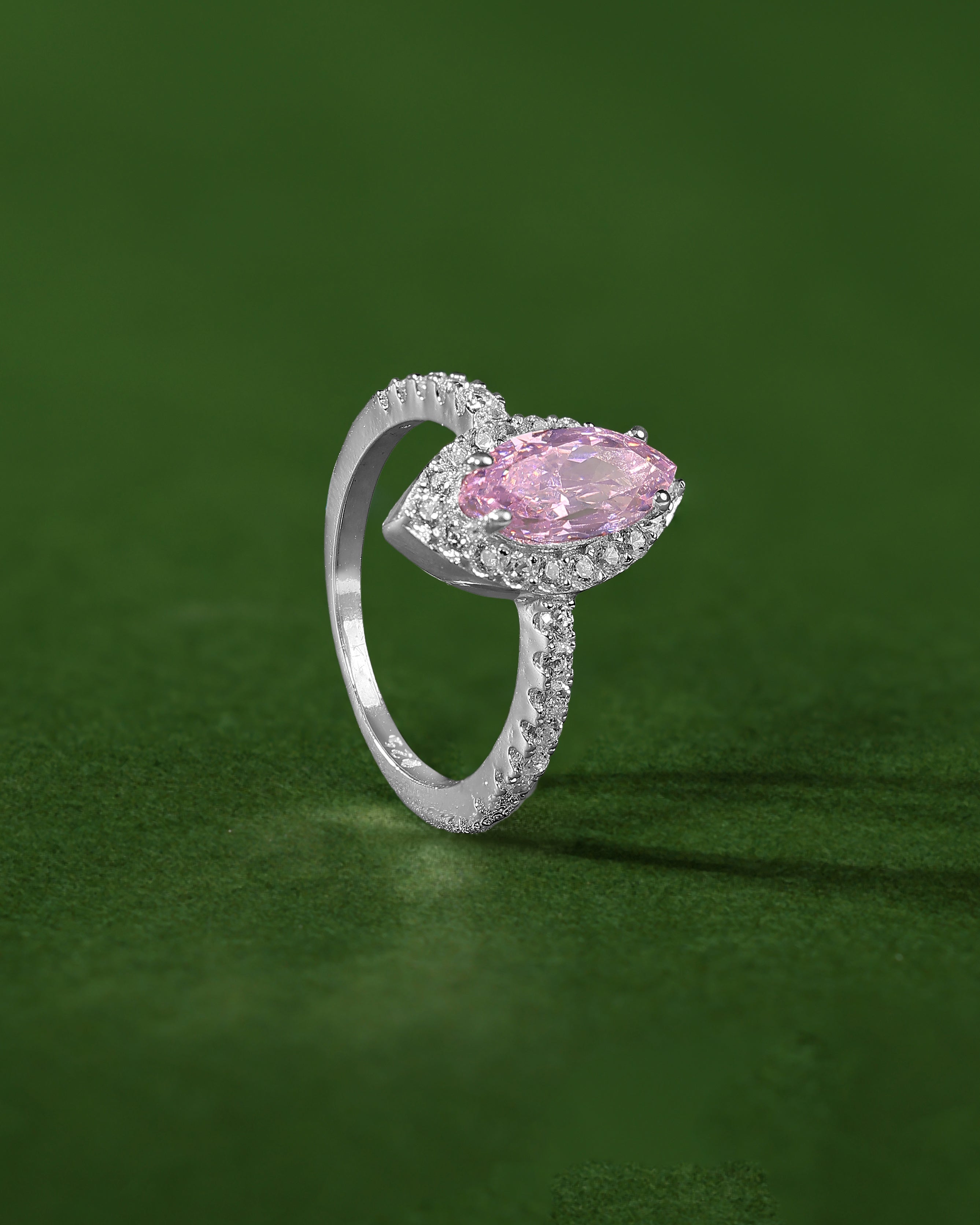 92.5 Silver Lavender Marquise Halo Ring