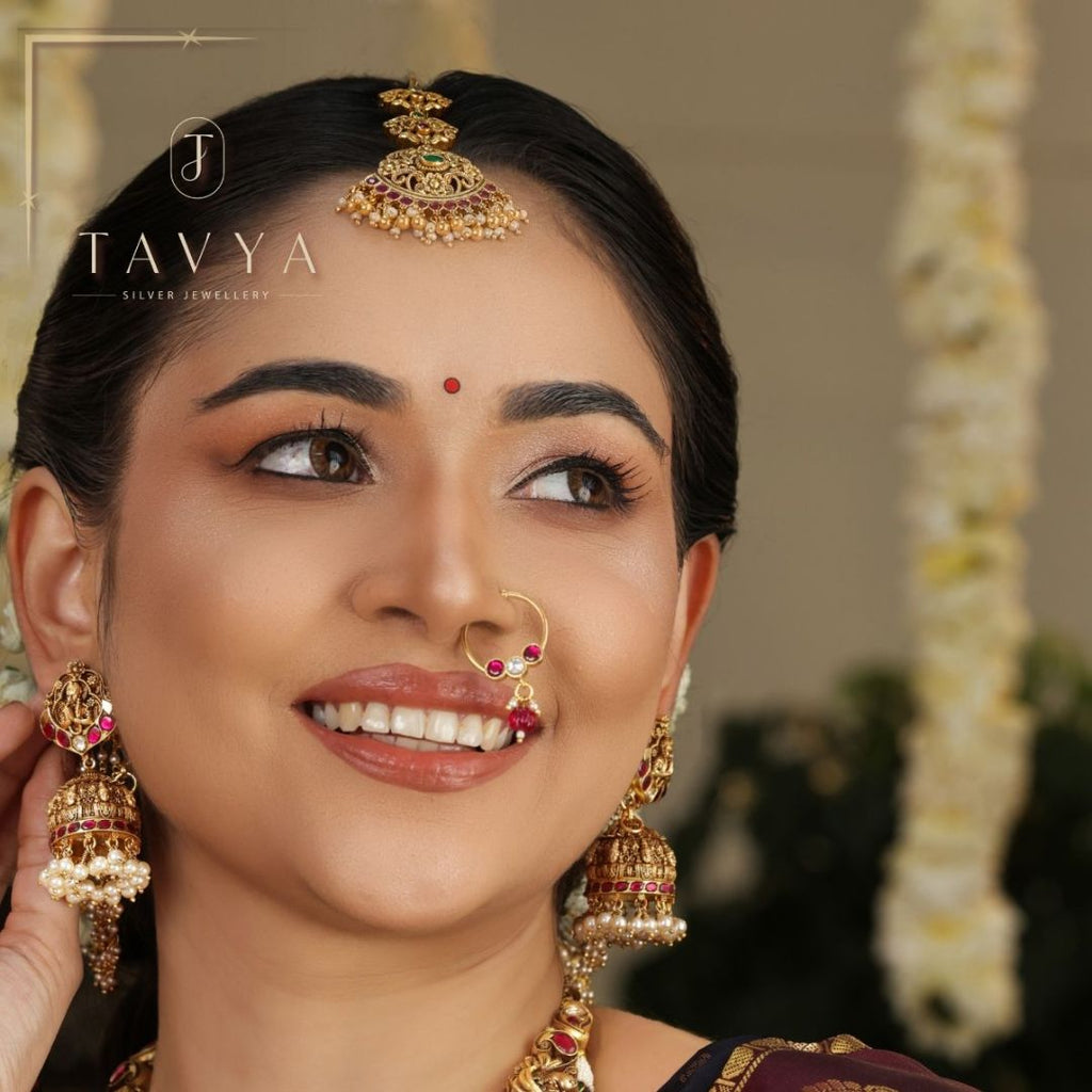 92.5 Sterling Silver Temple Jhumka Earrings with Balaji & Garuda Motif