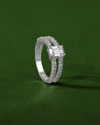 Sparkling CZ Double Band Ring in Pure 92.5 Silver