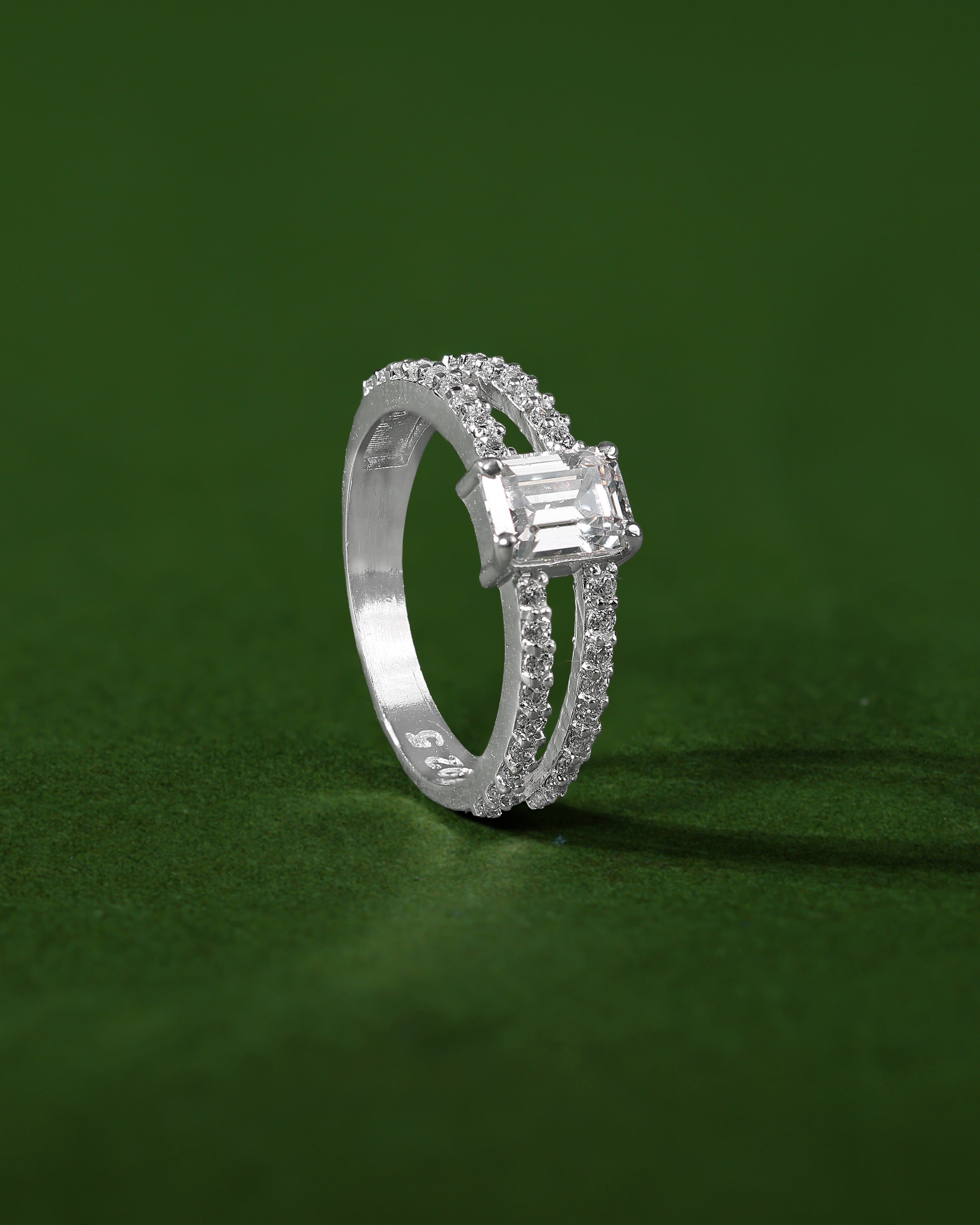 Sparkling CZ Double Band Ring in Pure 92.5 Silver