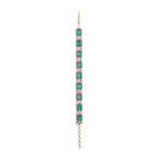 Silver Polki Pattern Bracelet With Green Stones