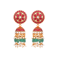 Floral Kundan Pattern Silver Jhumkas