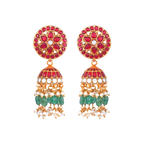 Floral Kundan Pattern Silver Jhumkas